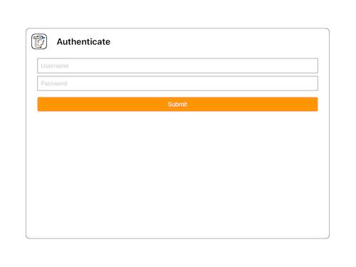 The authenticate screen in the Cognosketch Assess app contains two text fields for entering username and password, and an orange submit button.